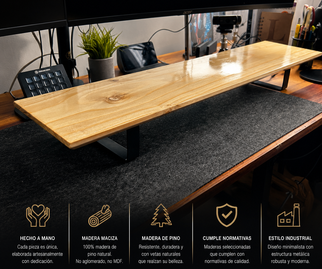 Desk Shelf Premium en Madera Natural